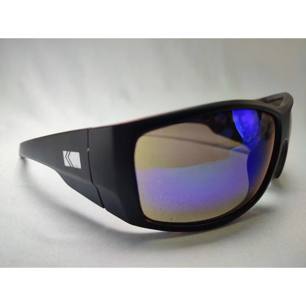 Kreedom Lincoln Tortoise Wrap Sunglasses Blue Mirror Lens Cat 3 Men